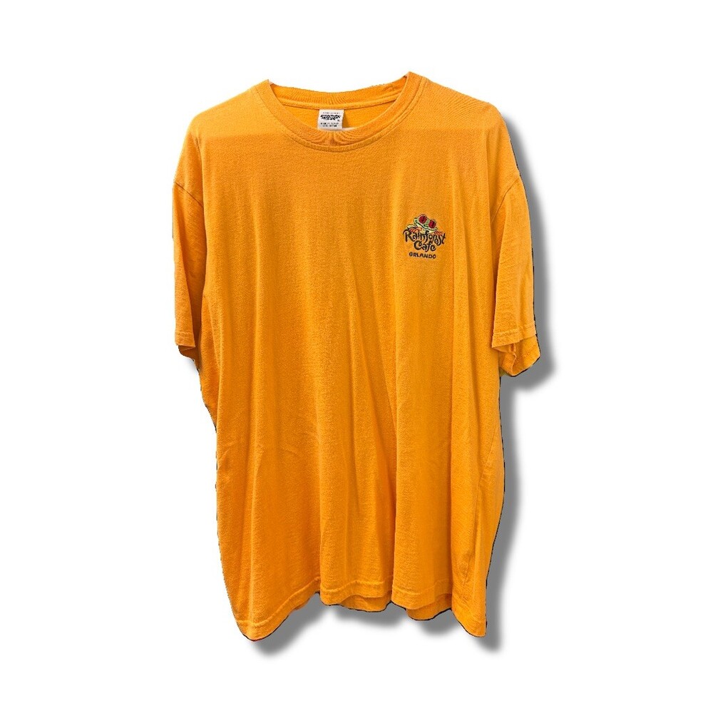 Vintage Rainforest Cafe Orlando T-Shirt Unisex XL Yellow Embroidered Logo